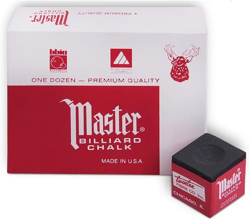 Master Chalk Master Billiard Pool Cue Chalk Premium Quality - 1 Dozen - Made in The USA + 2 pcs of Quality Billiard Pool Table Spots by Tweeten Fibre Co. - Image 3